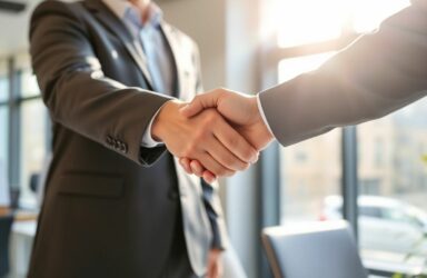 Poignée de main entre un employeur et un employé.